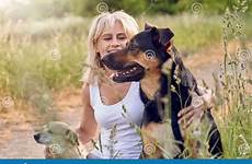 woman dogs her blond two pretty long real preview