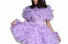 maid lockable forced sissy custom made girl dhgate crossdress cosplay dress puffy organza satin uniform costume purple