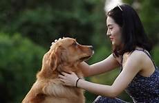 dog asian woman young