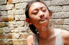 asian girl southeast teenage face sunbathing facing ethnicity morning happy her outdoor cute