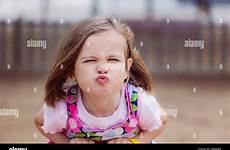 pouting girl stock alamy mouth portrait little