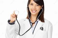 asian doctor female stethoscope holding background