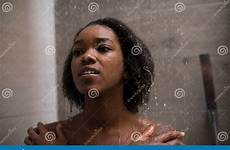 shower woman american african showering under young beautiful preview