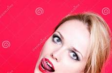 lips caucasian licking wearing woman dress background red her preview