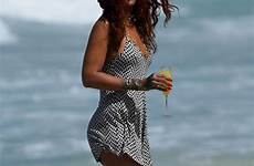 rihanna beach hawaii dress april mini honolulu teeny skin shows outfits some her sunday during celebmafia day cocktail celebrities she