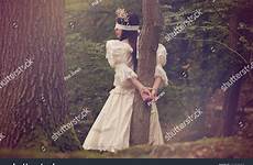 woods hands her blindfolded woman captured tied behind back fairytale inspired dark young beautiful rope shutterstock stock search
