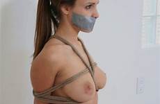 bondage nude bdsm kneeling submissive brunette gagged smutty tapegag her model wasteland official visit site likes face