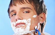shaving young man handsome stock portrait