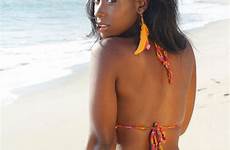 bikini ebony young backside colorful showing her