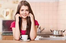 drinking coffee happy woman young stock