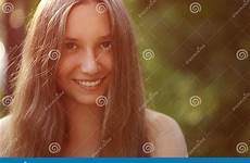 naked teen girl close portrait shoulders sunset light stock preview