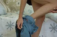 off jeans woman taking angle stock cropped low photoalto