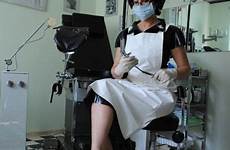 klinik fetisch domina clinic pvc rubber nurses apron bizarre schürze strafe anziehen handschuhe