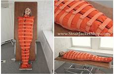 sack straitjacket prisoner mummification orange locked restraining