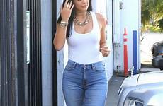 kylie jenner jeans tight van nuys hot july style tyga studio outfits casual top tank denim she outfit old has