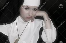 nun provocative royalty stock dressed stocking exposed pose leg woman young her