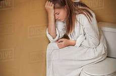 toilet girl sitting bathroom seat teenage stock looking dissolve unhappy d869