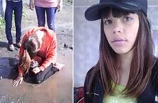 russian bullies school girl water drink force puddle mail daily shocking