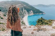 beaches greece ionian island islands beach three myrtos woman kefalonia life