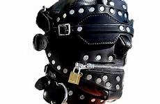 bondage fetish kinky mask slave leather hoods zipper head muzzles stud harness gear strict hood bdsm dhgate larger