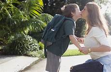 mom school goodbye kiss child women kissing boy kids lips children mother slipping stay huffpost time