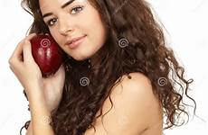 holding brunette apple beautiful curly lifestyle preview