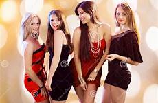 dancing women nightclub gorgeous together stock attractive preview