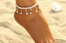 ankle anklet anklets bracelet bracelets women hot jewelry foot beach sexy pearls leg elastic wedding fashion elegant summer imitation accessories
