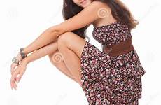 squatting woman young attractive bright stock