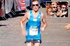 penis jozef urban marathon runner testicles pop his wardrobe malfunction flashes off who when tv during