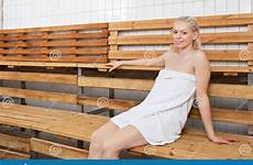 sauna blond woman young relaxing stock enjoying relaxation preview