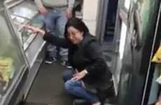 floor woman peeing york city peed bodega kicked public women disgusting her scroll down