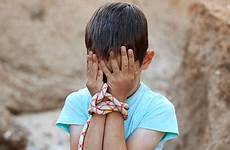 boy kidnapped tied bound hands rope his stock abducted terror crying similar search