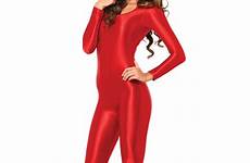 catsuit spandex red costume halloween britney shiny spears women bodysuit avenue leg costumes sexy jumpsuit womens wet look tights twitter