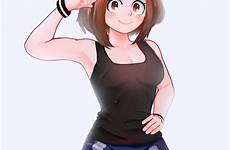 uraraka hero academia ochako deviantart boku anime girl bnha strong mha ochaco fanart top hair muscle tank characters artstation fan