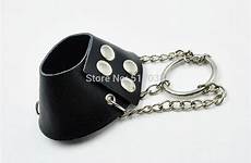 ball chastity device leather male men cock ring penis stretcher weights restraint scrotum harness bondage toy adult sex larger
