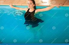 poolside woman seductive relaxing water dress preview