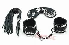 sex handcuffs bed restraints bondage adult flogger whip leather restraint velvet blindfold toys kit couples