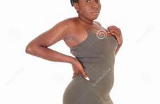 african standing curvy woman profile young american