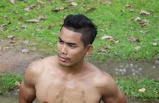 handsome model cambodian angkor muscled lion