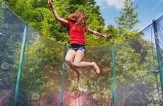 trampoline jumping girl outdoors active stock preview