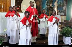 altar catholic priest boys church roman mass sunday during zambia alamy ndola shopping cart