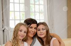 teen mother daughters two stock family