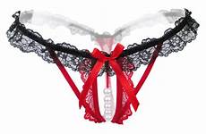 thongs crotchless lace panties women bowknot briefs string faux pearl sexy hot