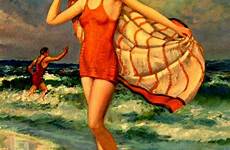 bathing vintage beach retro seaside postcards beauty deco choose board posters illustration artwork