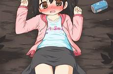 gif flat chest original 1girl animated blush mouth open hood skirt request clothes safebooru lying back edit hair respond deletion