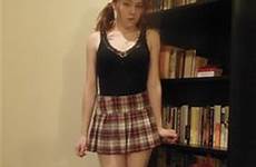 nerdy girls hot skirt mini school skirts library skater maid tartan outfits books she legs