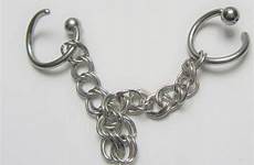 labia genital hoops chained piercings