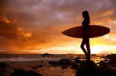 surfing surfer sunset girl silhouette surf girls wallpaper hawaii beautiful maui makena wallpapers hot bikinis board canvas woman waves costaricantimes