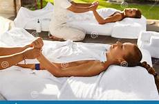 massage couple spa relaxing enjoying outdoors hand woman massaging stock masseuse